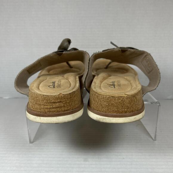 Clarks Collection Brynn Madi Flat Sandal Taupe Metallic Slip-On Women’s Sz 9 - Picture 6 of 9